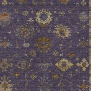 HomeRoots 5' Elegant Eggplant and Gold Floral Washable Area Rug - Stylish Indoor/Outdoor Décor for Every Space 630100