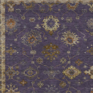 HomeRoots 8' x 10' Elegant Eggplant and Gold Floral Area Rug - Durable, Washable Design for Indoor/Outdoor Use 630102