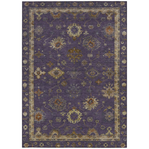HomeRoots 9' X 12' Elegant Eggplant & Gold Floral Area Rug - Washable, Durable for Indoor/Outdoor Spaces! 630103