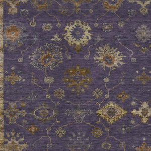 HomeRoots 10' X 14' Eggplant & Gold Floral Area Rug – Washable, Stain-Resistant, Perfect for Indoor & Outdoor Use! 630104