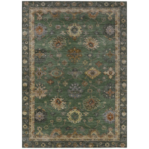 HomeRoots 5' Stylish Fern Green & Gold Floral Washable Area Rug - Perfect for Indoor & Outdoor Spaces! 630106
