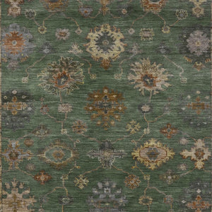 HomeRoots 10' Stylish Fern Green & Gold Floral Washable Area Rug – Durable, Versatile for Indoor & Outdoor Use! 630110