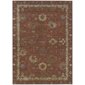 HomeRoots 5' X 8' Elegant Rust and Gold Floral Washable Area Rug for Indoor and Outdoor Spaces – Versatile Design! 630112