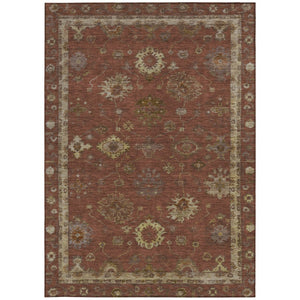 HomeRoots 5' X 8' Elegant Rust and Gold Floral Washable Area Rug for Indoor and Outdoor Spaces – Versatile Design! 630112