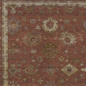 HomeRoots 10' Rust & Gold Floral Area Rug - Washable, Durable, Perfect for Indoor and Outdoor Spaces, 10x14 630116