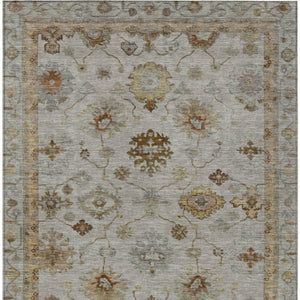 HomeRoots 5' X 8' Taupe and Gold Floral Indoor-Outdoor Area Rug - Elegant, Washable, Durable for Any Space 630124