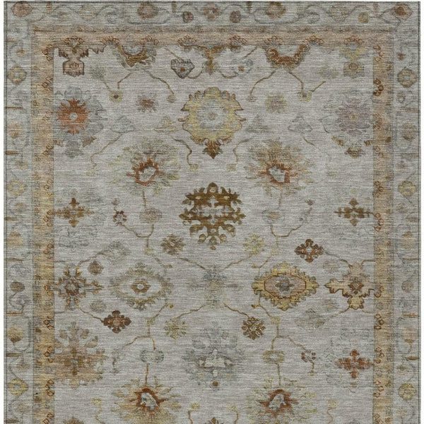 HomeRoots 5' X 8' Taupe and Gold Floral Indoor-Outdoor Area Rug - Elegant, Washable, Durable for Any Space 630124