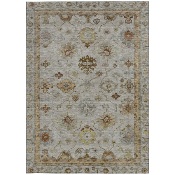 HomeRoots 8' X 10' Taupe and Gold Floral Washable Rug – Elegant Indoor/Outdoor Design for High-Traffic Areas 630126