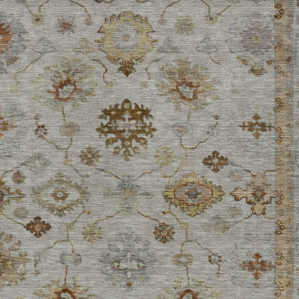 HomeRoots 8' X 10' Taupe and Gold Floral Washable Rug – Elegant Indoor/Outdoor Design for High-Traffic Areas 630126