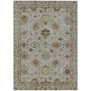 HomeRoots 8' X 10' Taupe and Gold Floral Washable Rug – Elegant Indoor/Outdoor Design for High-Traffic Areas 630126