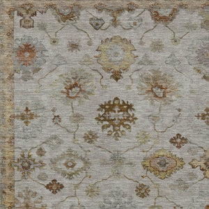 HomeRoots 10' X 14' Taupe and Gold Floral Washable Area Rug - Stylish, Durable, Indoor/Outdoor Solution for Any Space 630128