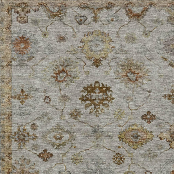 HomeRoots 10' X 14' Taupe and Gold Floral Washable Area Rug - Stylish, Durable, Indoor/Outdoor Solution for Any Space 630128