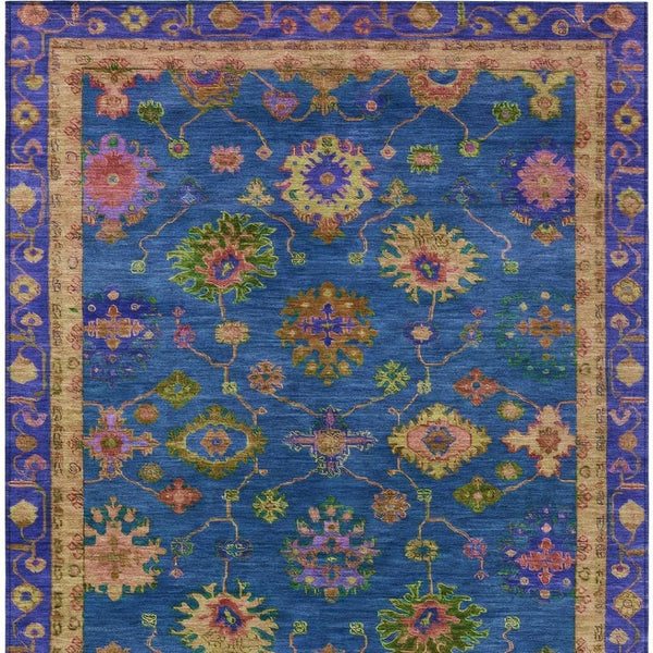HomeRoots 5' X 8' Blue and Gold Floral Area Rug - Washable, Stylish, Durable for Indoor and Outdoor Spaces 630130