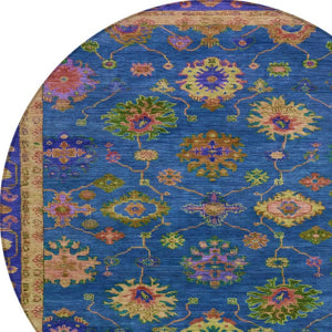 HomeRoots 8' Blue and Gold Floral Area Rug - Stylish, Washable Indoor/Outdoor Decor for Home & Patio Spaces 630131