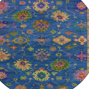 HomeRoots 8' Blue and Gold Floral Area Rug - Stylish, Washable Indoor/Outdoor Decor for Home & Patio Spaces 630131