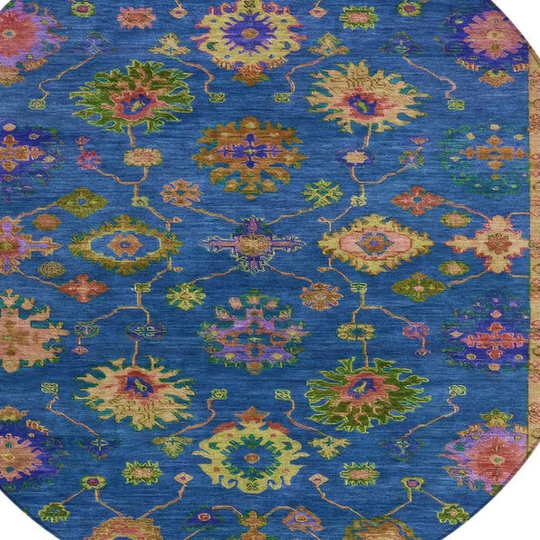 HomeRoots 8' Blue and Gold Floral Area Rug - Stylish, Washable Indoor/Outdoor Decor for Home & Patio Spaces 630131