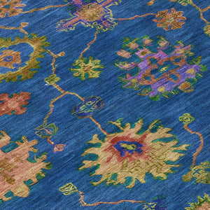 HomeRoots 8' Blue and Gold Floral Area Rug - Stylish, Washable Indoor/Outdoor Decor for Home & Patio Spaces 630131