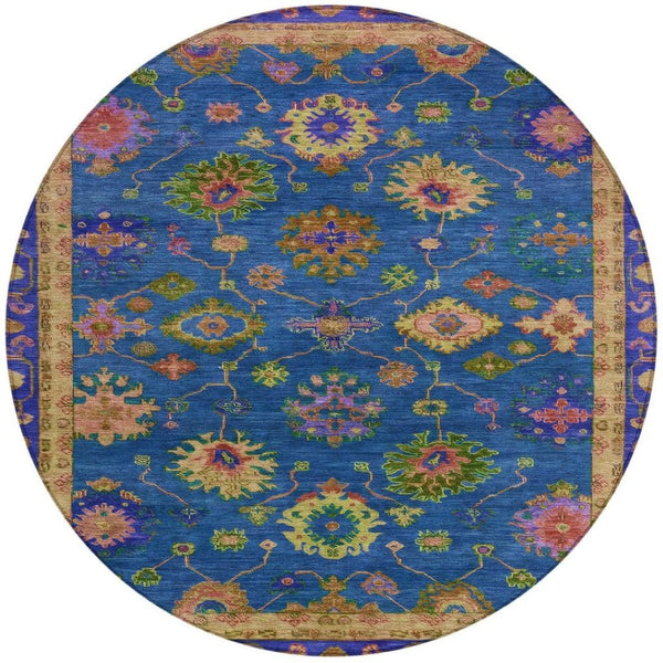 HomeRoots 8' Blue and Gold Floral Area Rug - Stylish, Washable Indoor/Outdoor Decor for Home & Patio Spaces 630131