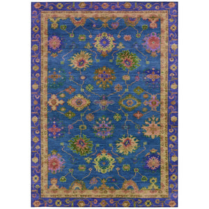 HomeRoots 9' Blue and Gold Floral Washable Area Rug – Durable, Stain-Resistant Design for Indoor/Outdoor Use 630133