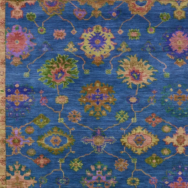 HomeRoots 10' Blue and Gold Floral Area Rug – Durable, Washable for Indoor/Outdoor Use, Perfect for High-Traffic Areas 630134