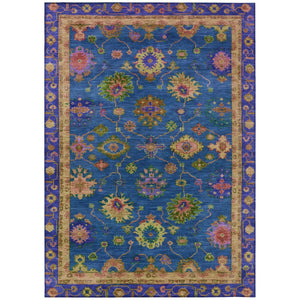 HomeRoots 10' Blue and Gold Floral Area Rug – Durable, Washable for Indoor/Outdoor Use, Perfect for High-Traffic Areas 630134