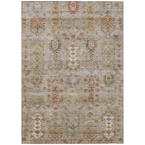 HomeRoots 5' X 8' Beige and Copper Tribal Area Rug - Washable, Durable, Indoor/Outdoor Design for High-Traffic Homes 630142