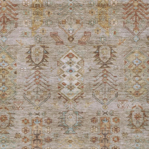 HomeRoots 5' X 8' Beige and Copper Tribal Area Rug - Washable, Durable, Indoor/Outdoor Design for High-Traffic Homes 630142