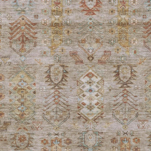 HomeRoots 8' X 10' Beige and Copper Tribal Area Rug – Stylish, Washable, Durable for Indoor and Outdoor Spaces 630144