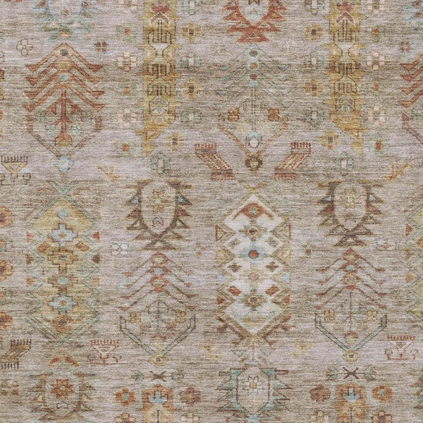 HomeRoots 8' X 10' Beige and Copper Tribal Area Rug – Stylish, Washable, Durable for Indoor and Outdoor Spaces 630144