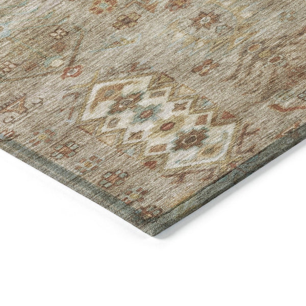 HomeRoots 8' X 10' Beige and Copper Tribal Area Rug – Stylish, Washable, Durable for Indoor and Outdoor Spaces 630144