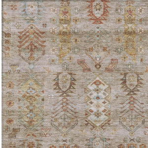 HomeRoots 10' Beige and Copper Tribal Indoor-Outdoor Area Rug – Durable, Washable, Stylish for Any Space! 630146