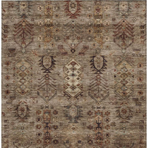 HomeRoots 5' X 8' Brown and Copper Tribal Rug - Durable, Washable Design for Indoor & Outdoor Spaces! 630148