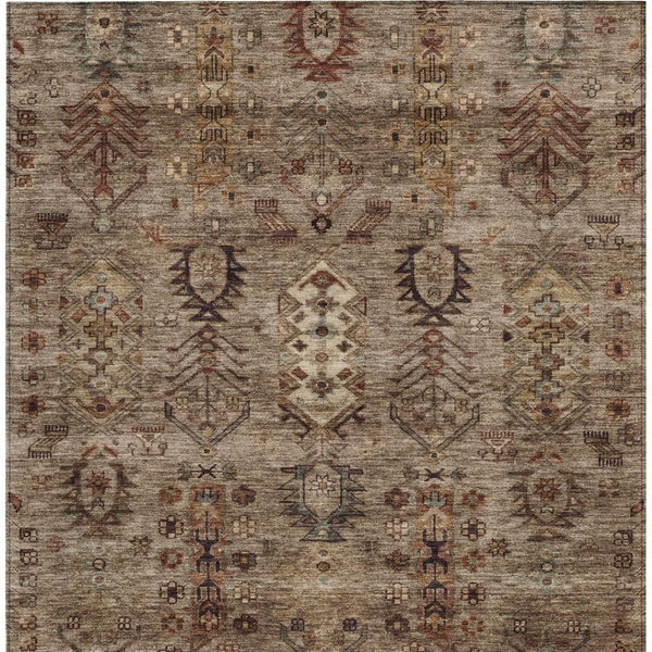 HomeRoots 5' X 8' Brown and Copper Tribal Rug - Durable, Washable Design for Indoor & Outdoor Spaces! 630148