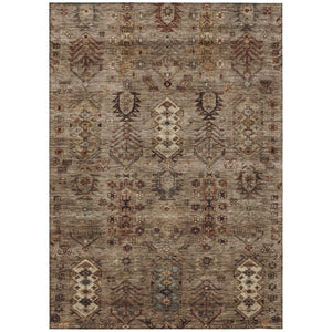 HomeRoots 5' X 8' Brown and Copper Tribal Rug - Durable, Washable Design for Indoor & Outdoor Spaces! 630148
