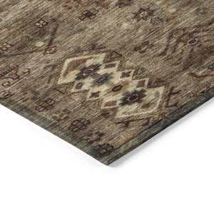 HomeRoots 5' X 8' Brown and Copper Tribal Rug - Durable, Washable Design for Indoor & Outdoor Spaces! 630148