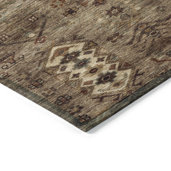 HomeRoots 5' X 8' Brown and Copper Tribal Rug - Durable, Washable Design for Indoor & Outdoor Spaces! 630148
