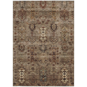 HomeRoots 5' X 8' Brown and Copper Tribal Rug - Durable, Washable Design for Indoor & Outdoor Spaces! 630148