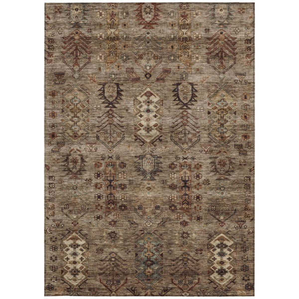 HomeRoots 5' X 8' Brown and Copper Tribal Rug - Durable, Washable Design for Indoor & Outdoor Spaces! 630148
