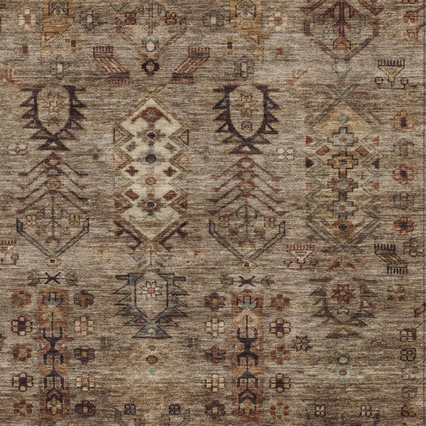 HomeRoots 9' X 12' Brown and Copper Tribal Area Rug - Durable, Washable, Stylish for Indoor and Outdoor Spaces 630151