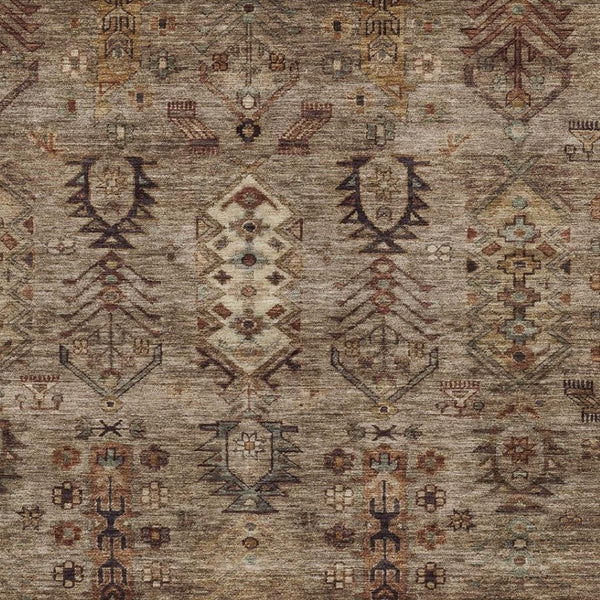 HomeRoots 10' Brown and Copper Tribal Washable Area Rug - Versatile, Durable, and Perfect for Indoors or Outdoors! 630152