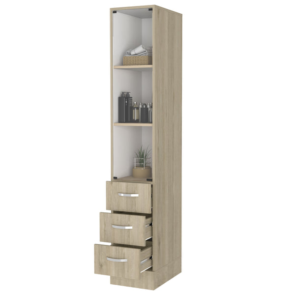 English Elm Preston Multicolor Linen Cabinet with Glass Door, 3 Shelves & 4 Drawers, Particle Board Storage End B128S00074