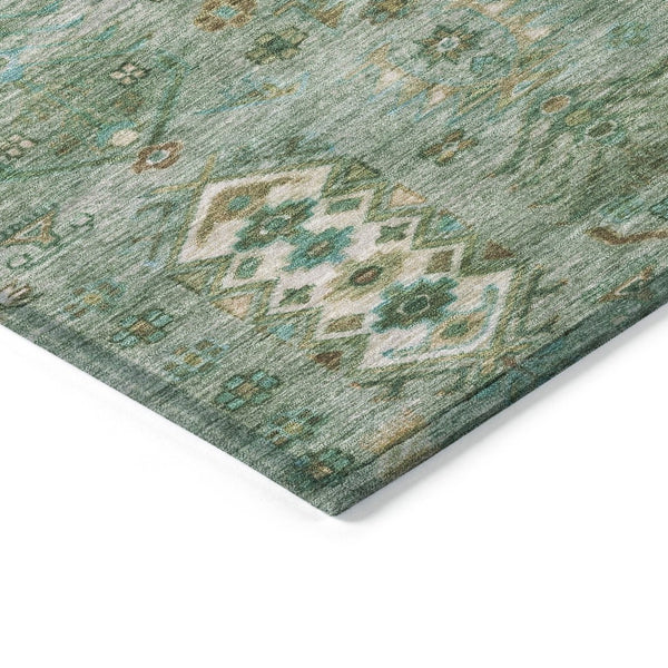 HomeRoots 10' Sage and Gold Tribal Indoor Outdoor Area Rug - Washable, Durable, Stylish for High-Traffic Spaces 630176