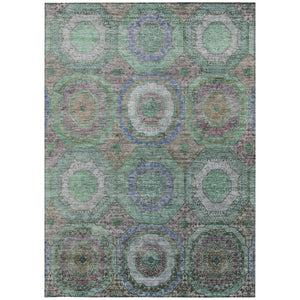 HomeRoots 9' X 12' Geometric Area Rug - Bold Green, Charcoal & Purple Design for Indoor/Outdoor Spaces 630187