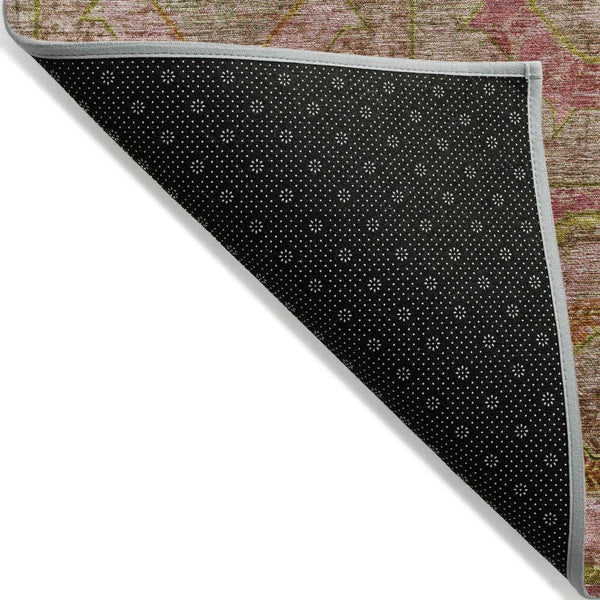 HomeRoots 8' Vibrant Orange, Pink & Gold Round Geometric Area Rug – Durable, Washable for Indoor/Outdoor Use! 630191