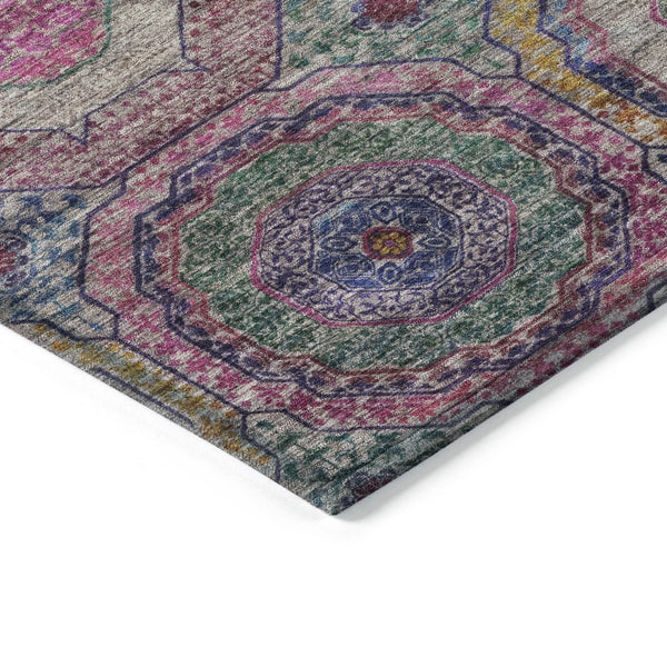 HomeRoots 5' X 8' Vibrant Pink, Blue, and Gold Geometric Washable Area Rug for Indoor and Outdoor Spaces 630196