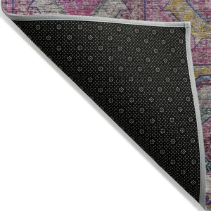 HomeRoots 10' Vibrant Pink, Blue & Gold Geometric Washable Indoor/Outdoor Area Rug for Modern Spaces 630200