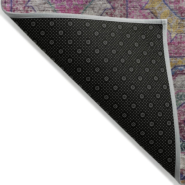 HomeRoots 10' Vibrant Pink, Blue & Gold Geometric Washable Indoor/Outdoor Area Rug for Modern Spaces 630200