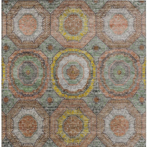 HomeRoots 8' X 10' Sage Copper and Gold Geometric Area Rug – Stylish, Washable, Indoor/Outdoor, Durable Design! 630216