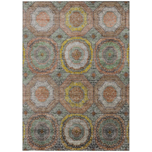 HomeRoots 9' Stylish Sage Copper Gold Geometric Washable Area Rug - Indoor/Outdoor, Durable, Easy to Clean! 630217
