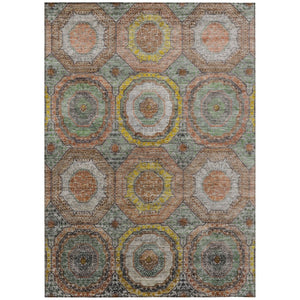 HomeRoots 9' Stylish Sage Copper Gold Geometric Washable Area Rug - Indoor/Outdoor, Durable, Easy to Clean! 630217